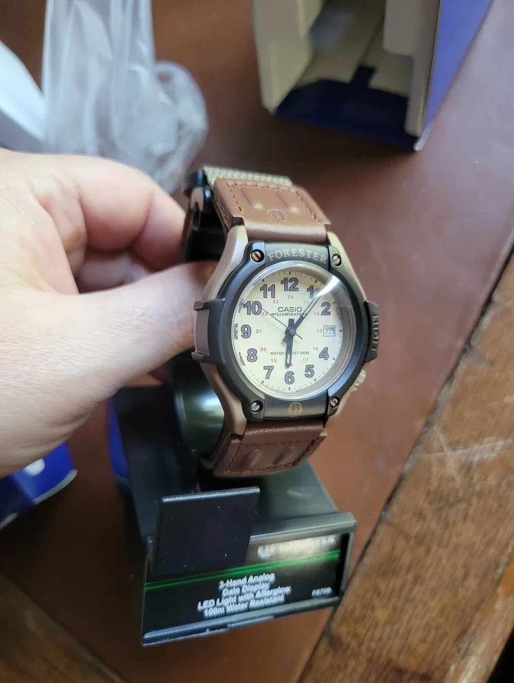 Casio FT500WC-5BVCF Brown FORESTER Watch Analog Nylon Leather Band Brown 100M WR